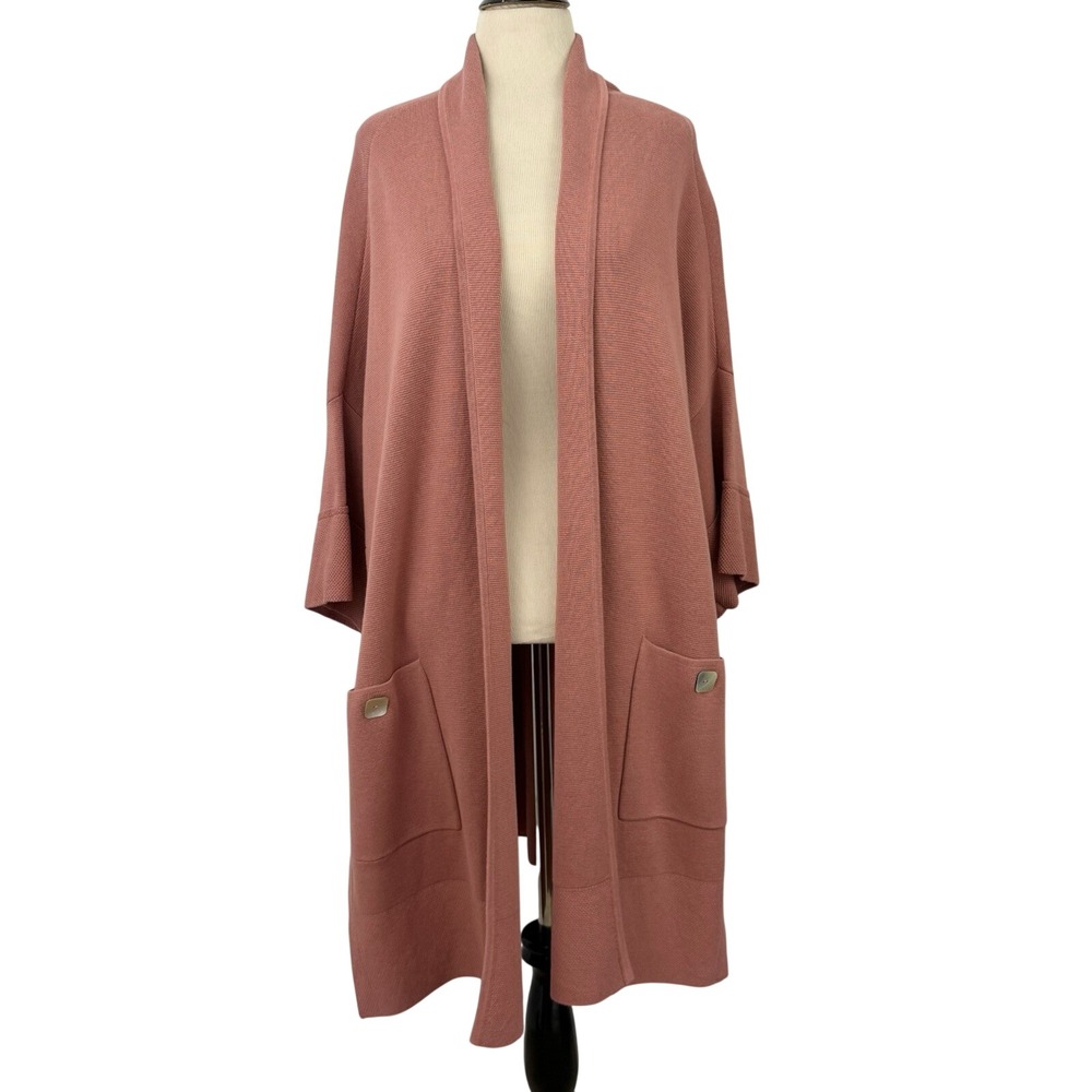 Marla Wynne Chico's Dusty Rose SWEATER Duster Cardigan XS Kimono Open Front Knit